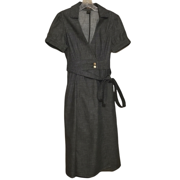 Sean by Sean Combs | Dark Blue Denim V-Neck Midi Length Wrap Dress (Size XS) - Picture 1 of 15